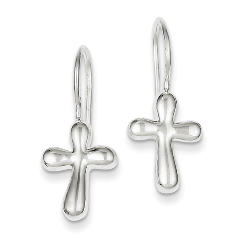 Sterling Silver 1/2in Cross Earrings