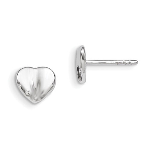 Sterling Silver Diamond Accent Polished Wavy Heart Post Earrings