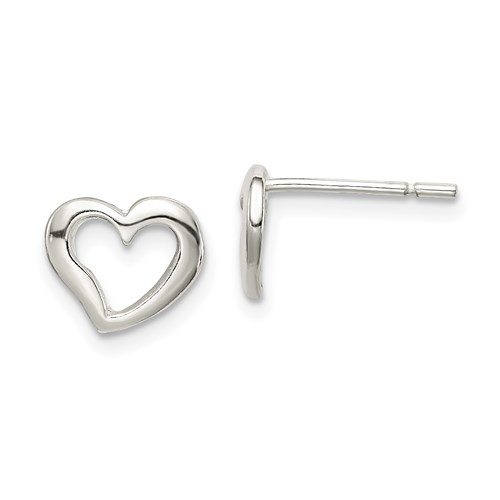 Sterling Silver Polished Open Heart Post Earrings