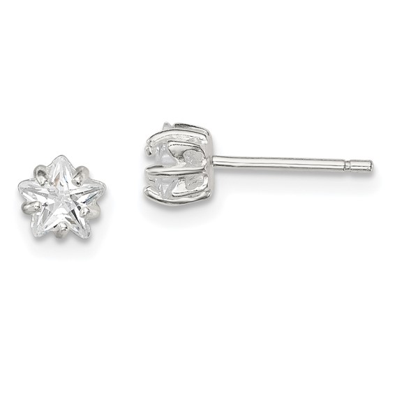Sterling Silver 5mm Star CZ Stud Earrings