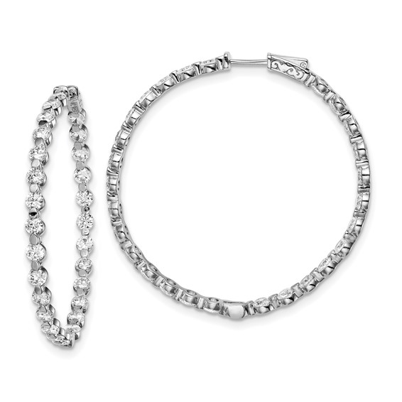 Sterling Silver 54 Stone CZ Inside and Out Hoop Earrings 2in