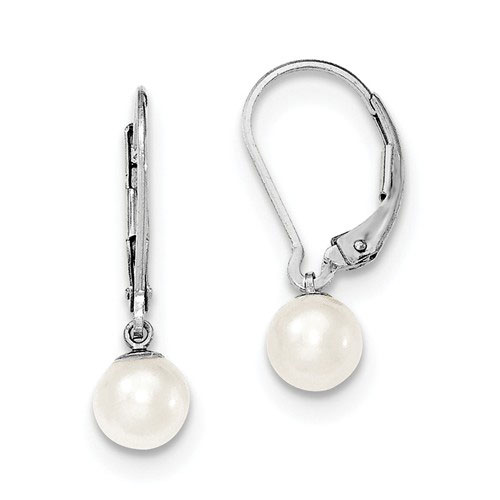 Sterling Silver 6mm Freshwater Cultured Pearl Leverback Earrings