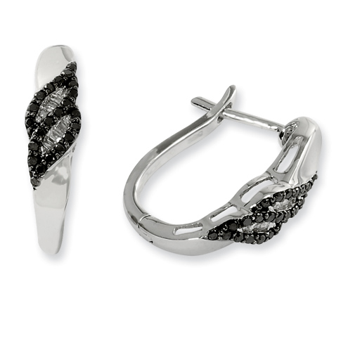 0.19 Ct Sterling Silver Black and White Diamond Post Earrings