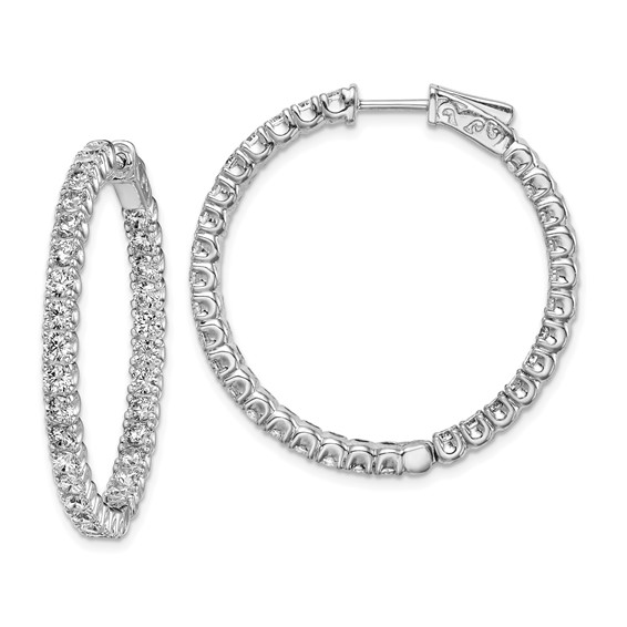 1 1/4in Sterling Silver with 2.5mm CZ Hinged Hoop Earrings