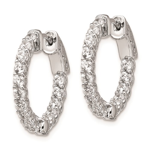 Inside and Out CZ Lucida Hoop Earrings 3/4in Sterling Silver