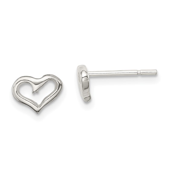 Sterling Silver Tiny Open Heart Post Earrings