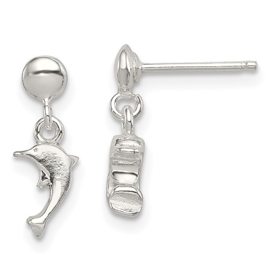Sterling Silver Small Dolphin Dangle Earrings