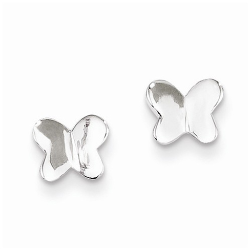Sterling Silver 1/4in Flat Butterfly Post Earrings