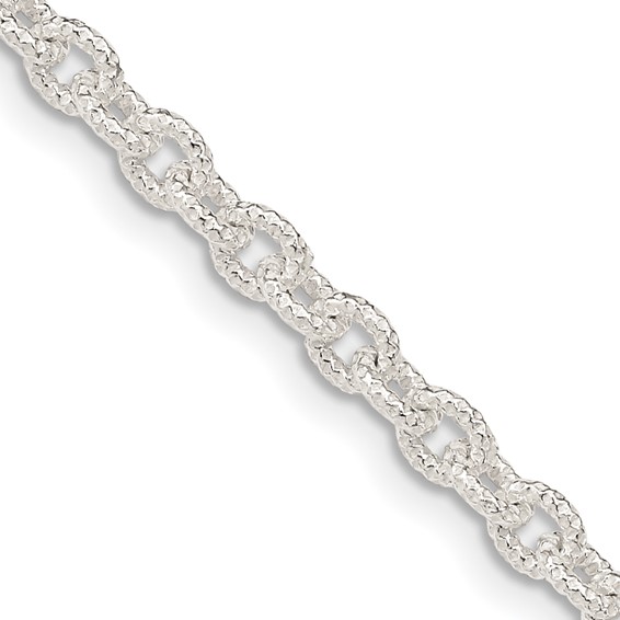 Sterling Silver 18in Textured Rolo Chain 3.5mm