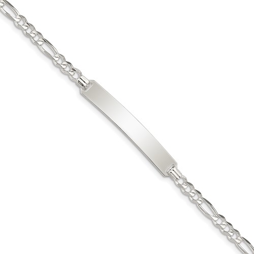 Sterling Silver 7in Figaro Link ID Bracelet