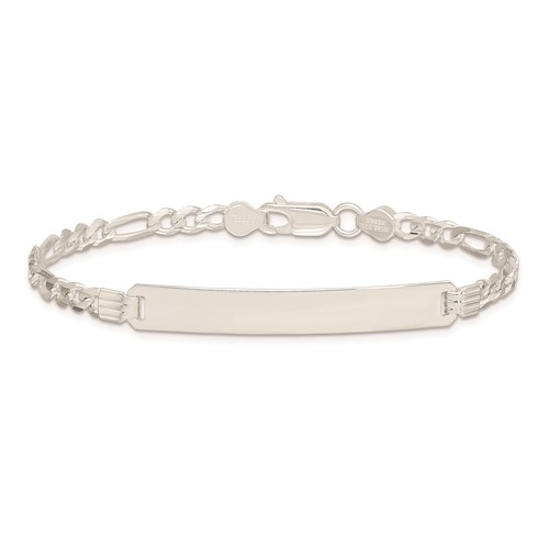 8in Figaro Link ID Bracelet - Sterling Silver