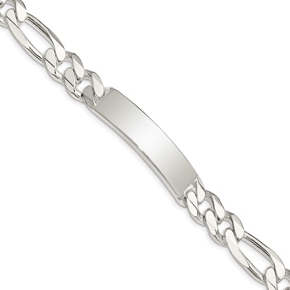 Sterling Silver 8in x 10mm Figaro ID Bracelet