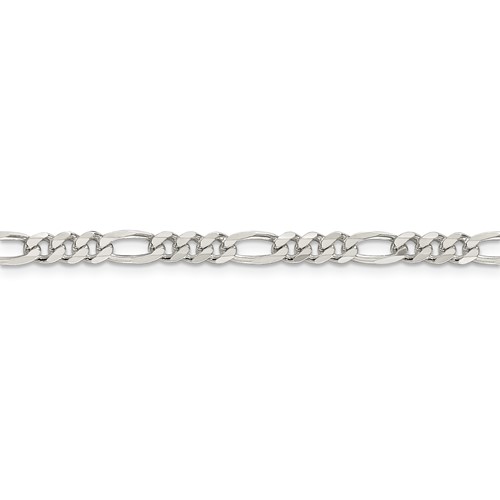8in Sterling Silver Pavé Flat Figaro Bracelet 4.75mm