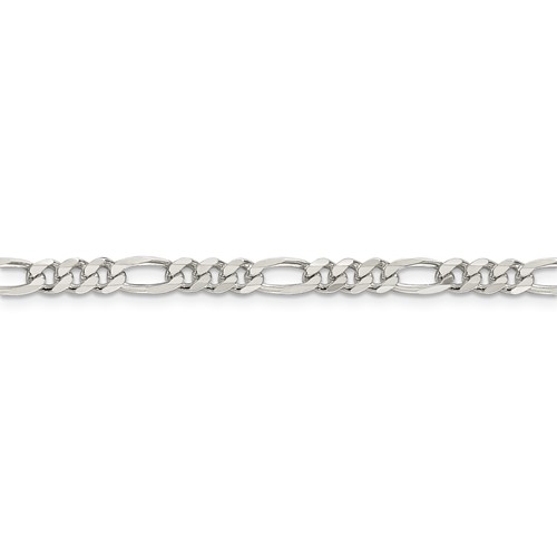 18in Sterling Silver Pav&eacute; Flat Figaro Chain 4.75mm