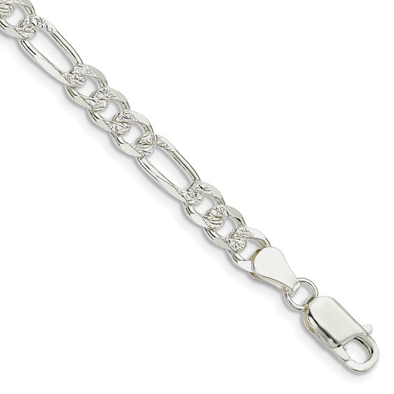 Sterling Silver 24in Pavé Figaro Chain 5.5mm