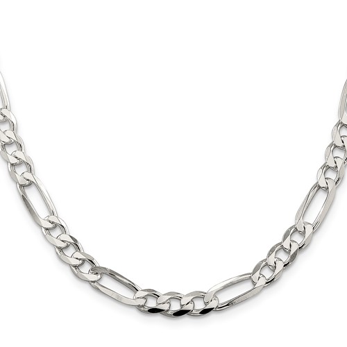 Sterling Silver 24in Flat Figaro Chain 7mm
