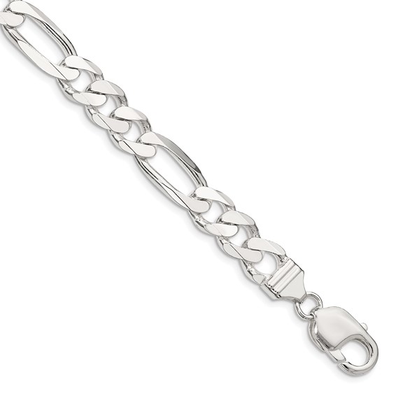Sterling Silver 8in Figaro Link Bracelet 9mm