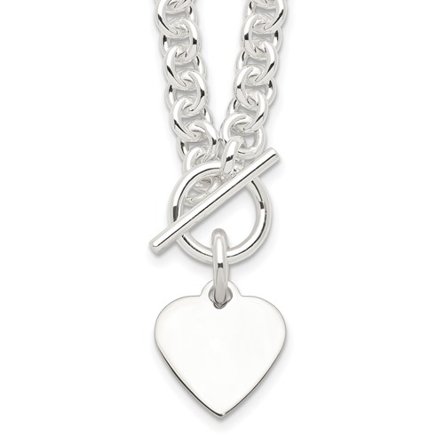 Sterling Silver 18in Heart Toggle Necklace