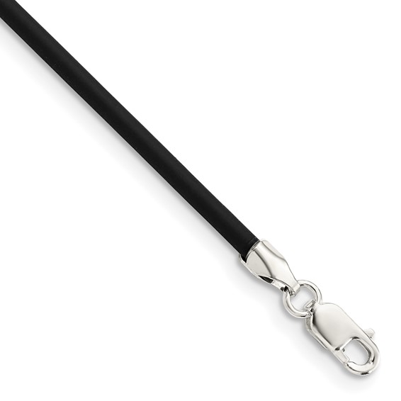 16in Black Rubber Cord Necklace 2mm