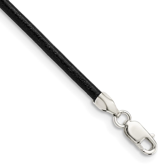18in Black Leather Cord Necklace 2mm