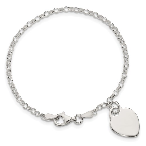 Sterling Silver Child's Heart Bracelet 6in