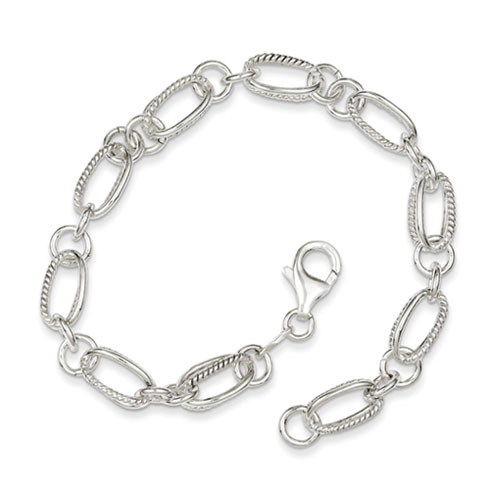 Sterling Silver 7.5in Italian Bracelet with Rope Texture