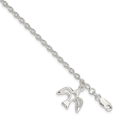 Sterling Silver Dove Charm Confirmation Bracelet 7in