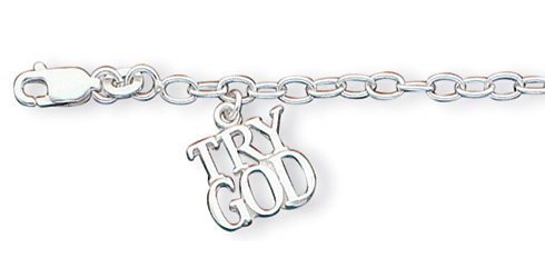 Sterling Silver 7in Try God Bracelet