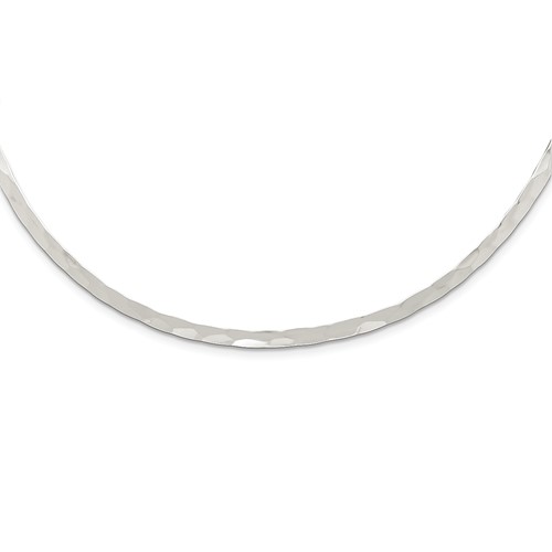 Sterling Silver 16in Hammered Neck Collar 3.5mm