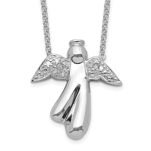 Sterling Silver Diamond Angel Necklace