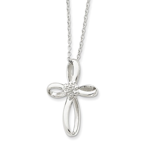 Sterling Silver .01 ct Diamond Cross Necklace