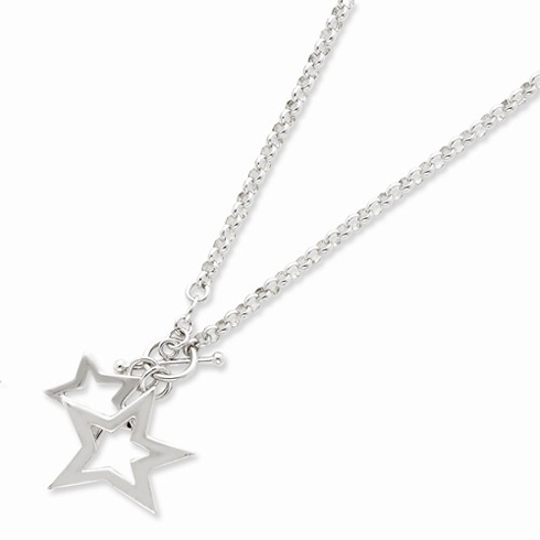 Sterling Silver Star Duo Necklace 16in