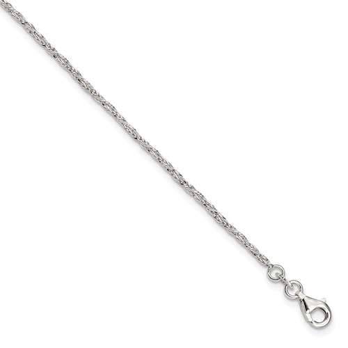 Sterling Silver 6in Diamond-cut Heart Charm Bracelet