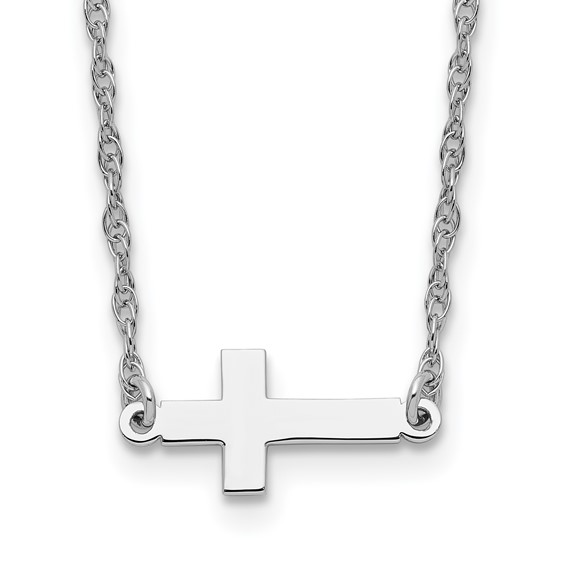 Sterling Silver 5/8in Sideways Cross 18in Necklace