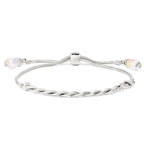Silver Reflections Adjustable Bar Clear Swarovski Bracelet