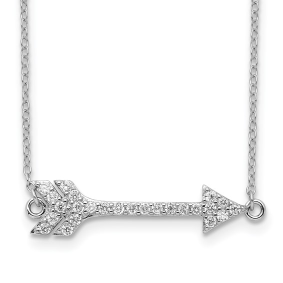 Sterling Silver Cubic Zirconia Arrow 16in Necklace