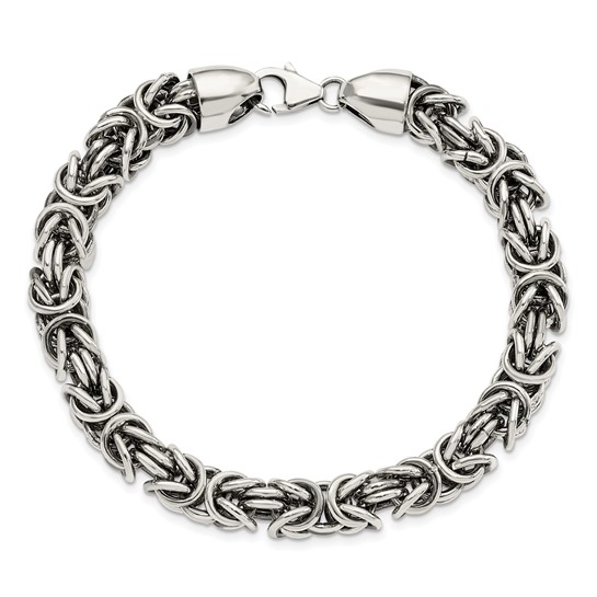 Sterling Silver Men's Antiqued Byzantine Bracelet 8.5in