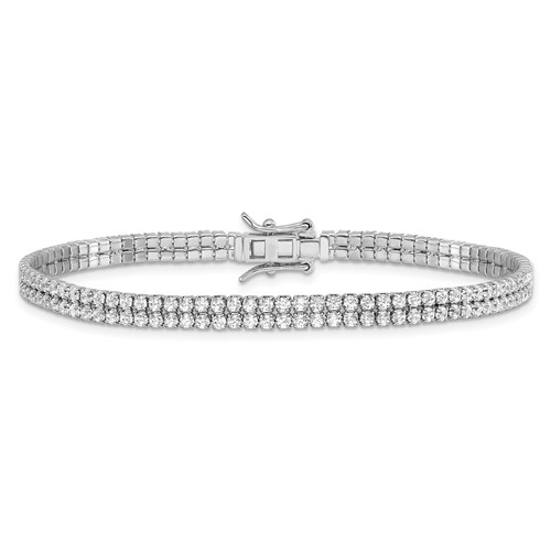 Sterling Silver Two Row CZ Tennis Bracelet 7.5in QG59027.5