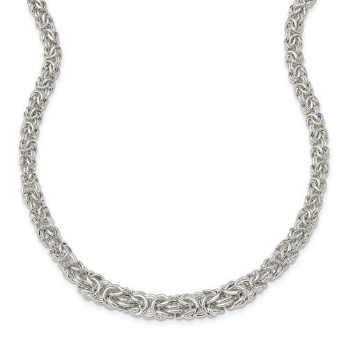 Sterling Silver Byzantine Graduated Necklace