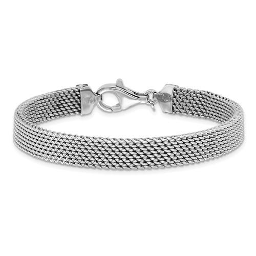 Sterling Silver 7.5in Mesh Woven Bracelet 8mm With Polished Finish