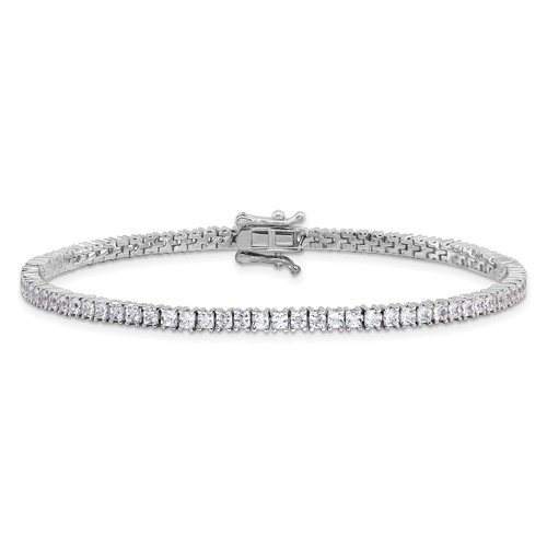 Sterling Silver 3mm Princess Cut CZ Tennis Bracelet 7.75in