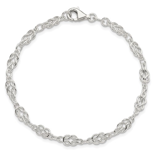 Sterling Silver 10in Herculean Knot Link Anklet