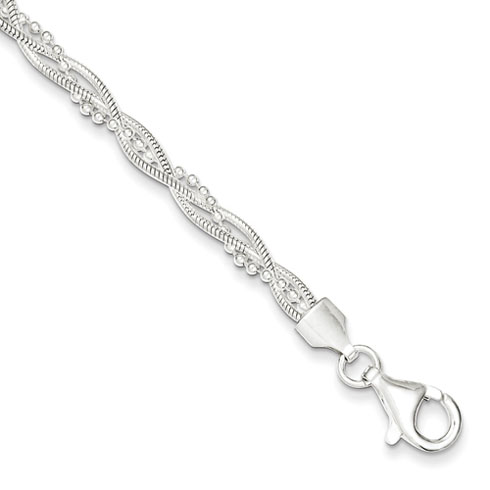 Sterling Silver 7.5in Italian Braided Bracelet