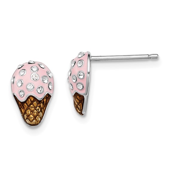 Sterling Silver Madi K Enameled Ice Cream Earrings Swarovski Elements