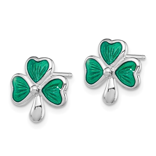 Sterling Silver Madi K Kid's Enameled Shamrock Post Earrings