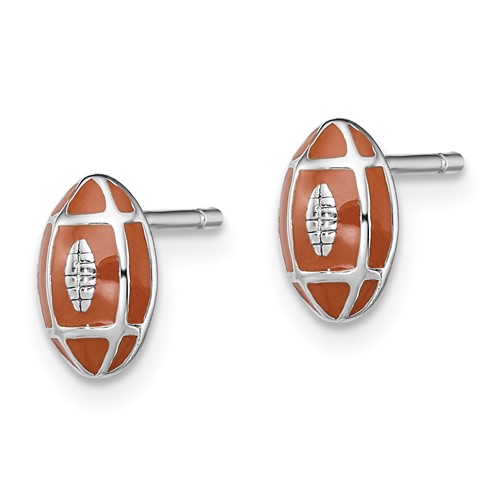Sterling Silver Madi K Enameled Football Post Earrings