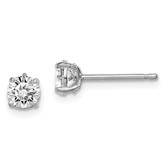 Sterling Silver Madi K 5mm Round Basket Set CZ Stud Earrings