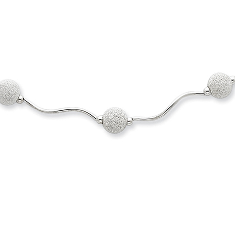 Sterling Silver 16in Laser Beaded Necklace