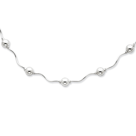 16in Polished Bead Necklace - Sterling Silver