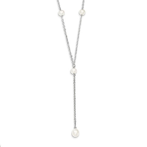 Sterling Silver Freshwater Cultured Pearl Six Station Necklace 16in